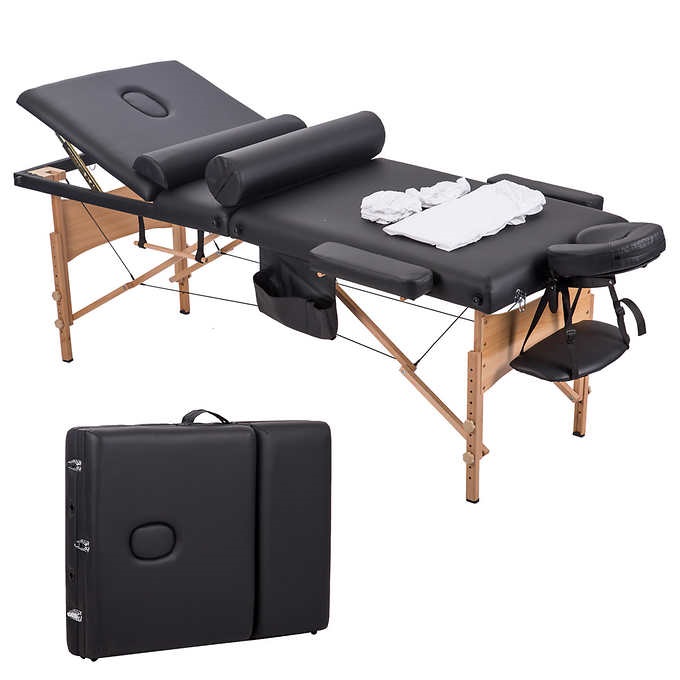 Portable and Adjustable Massage Table with 3 Folds
